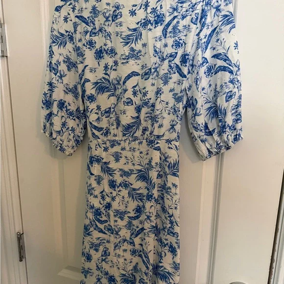 Mango Elegant Blue and White Midi Dress - Picture 6 of 6